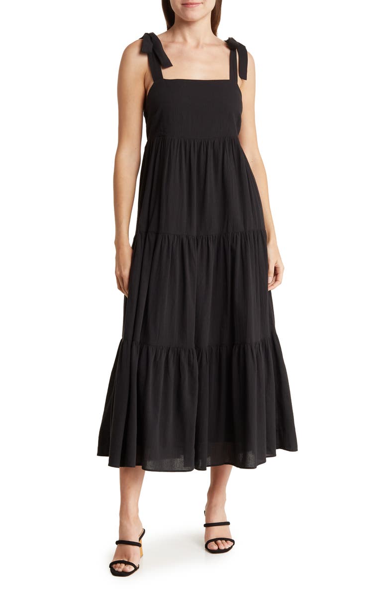Madewell Tie Strap Tiered Midi Dress, Main, color, 