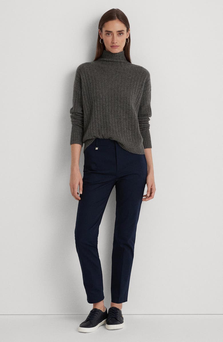 Lauren Ralph Lauren Double Faced Stretch Cotton Pants, Alternate, color, Lauren Navy