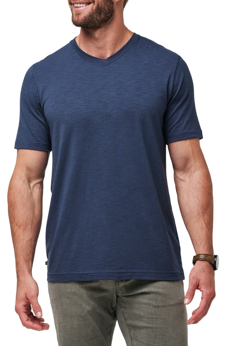 TravisMathew Cloud Trim Fit Slubbed T-Shirt, Main, color, Mood Indigo