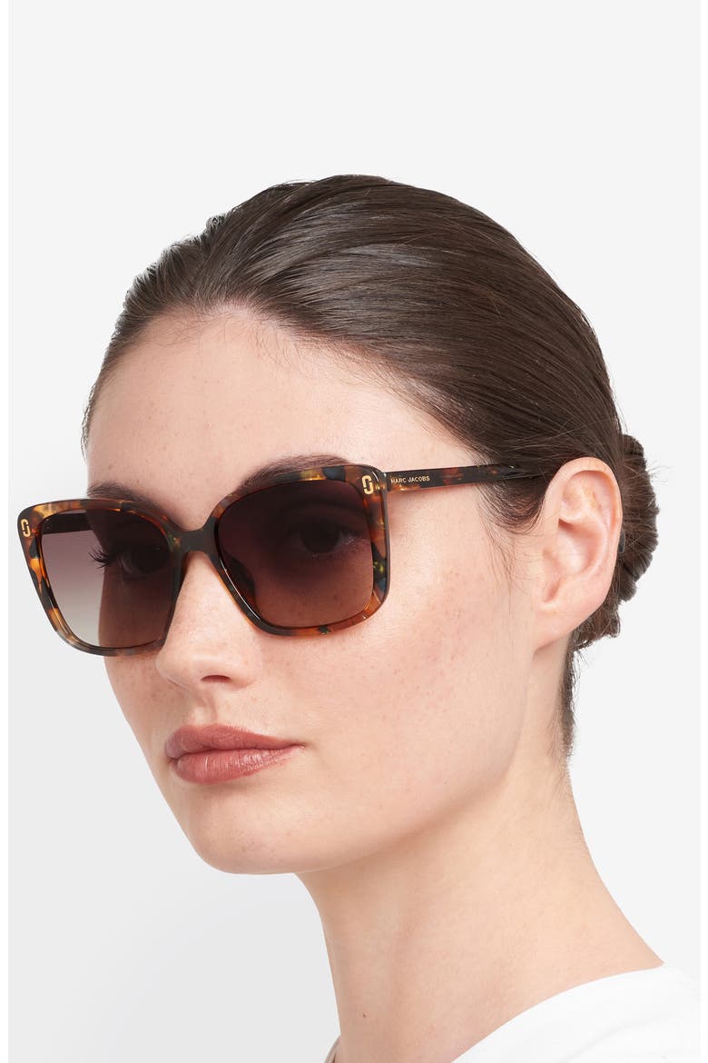 56mm Gradient Butterfly Sunglasses, Alternate, color, BROWN GREEN HAVANA/ BROWN SF