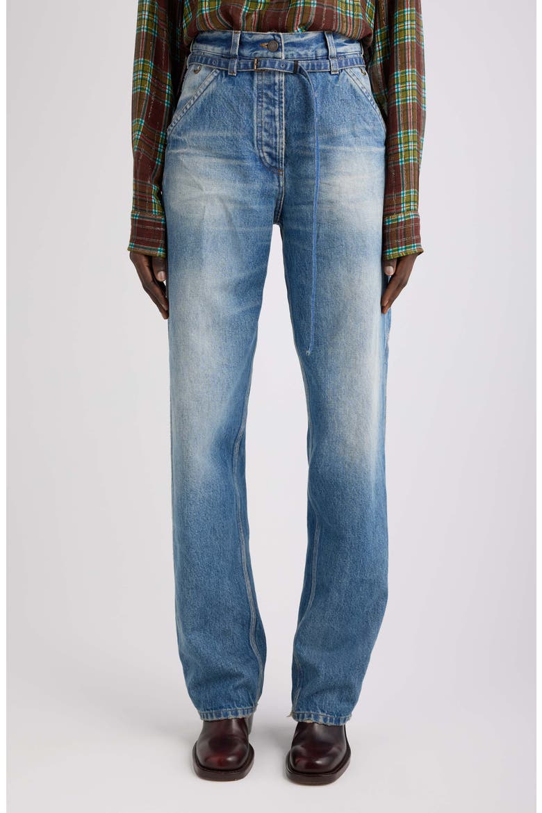 Pippaz High Waist Straight Leg Jeans, Main, color, BLUE