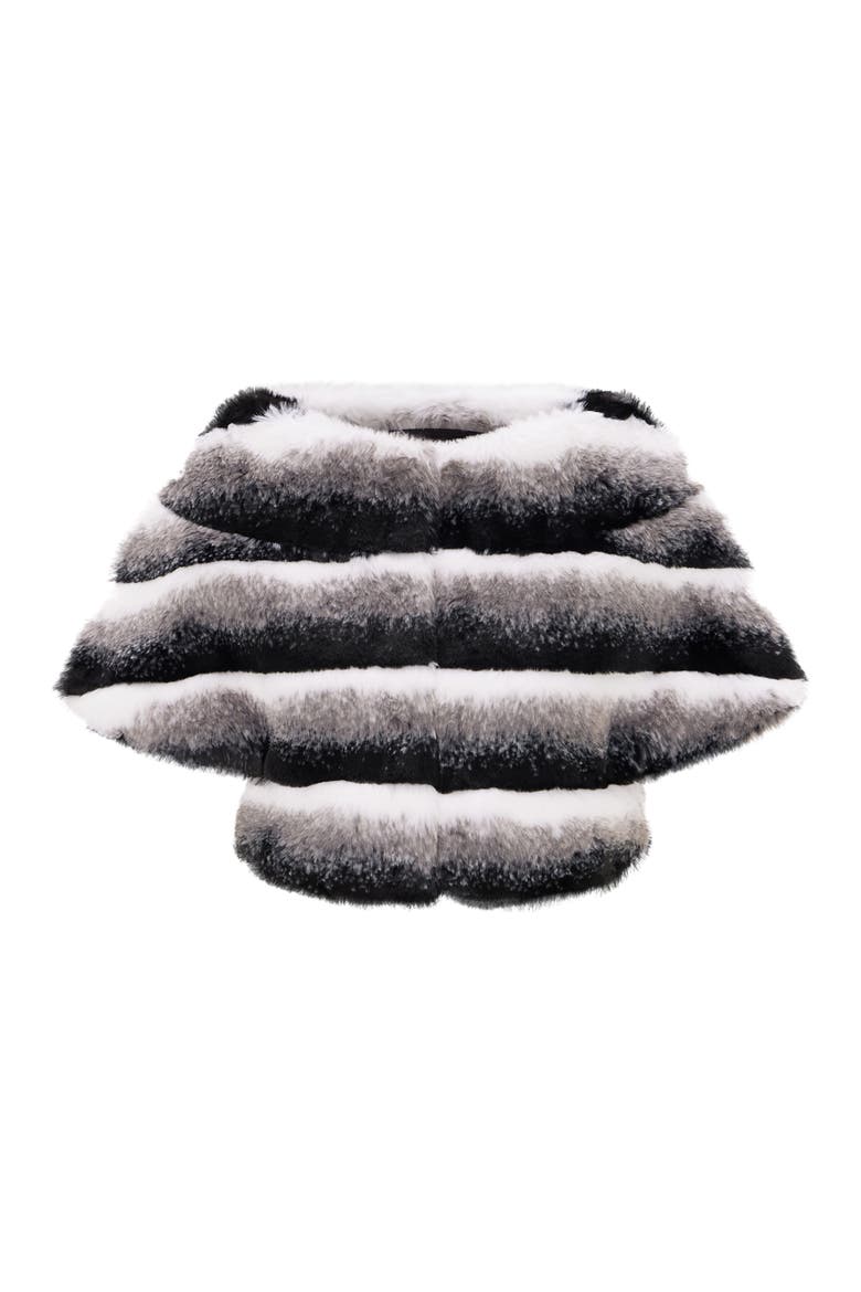 Fur-Free Chinchilla (Faux Fur) Short Sleeve Capelet, Alternate, color, GRAY CHINCH