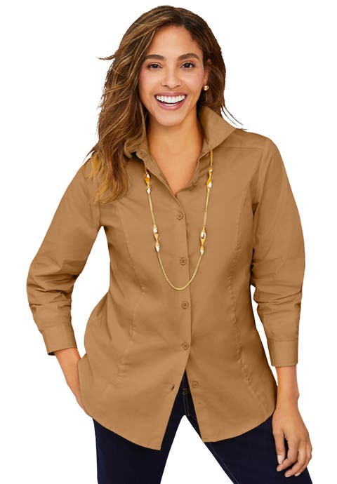 Wrinkle-Free Stretch Poplin Shirt (Plus Available)