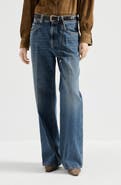 Brunello Cucinelli Authentic denim contemporary loose trousers with monili