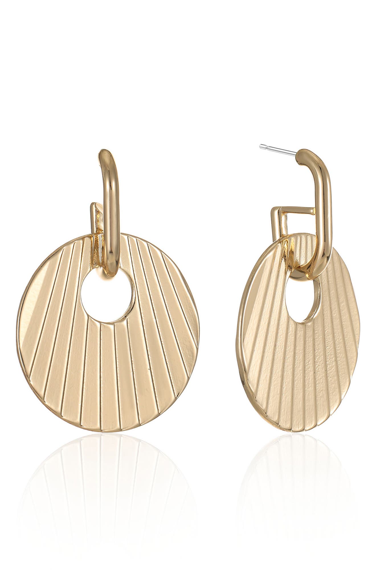 Pleated Circle Drop Earrings
