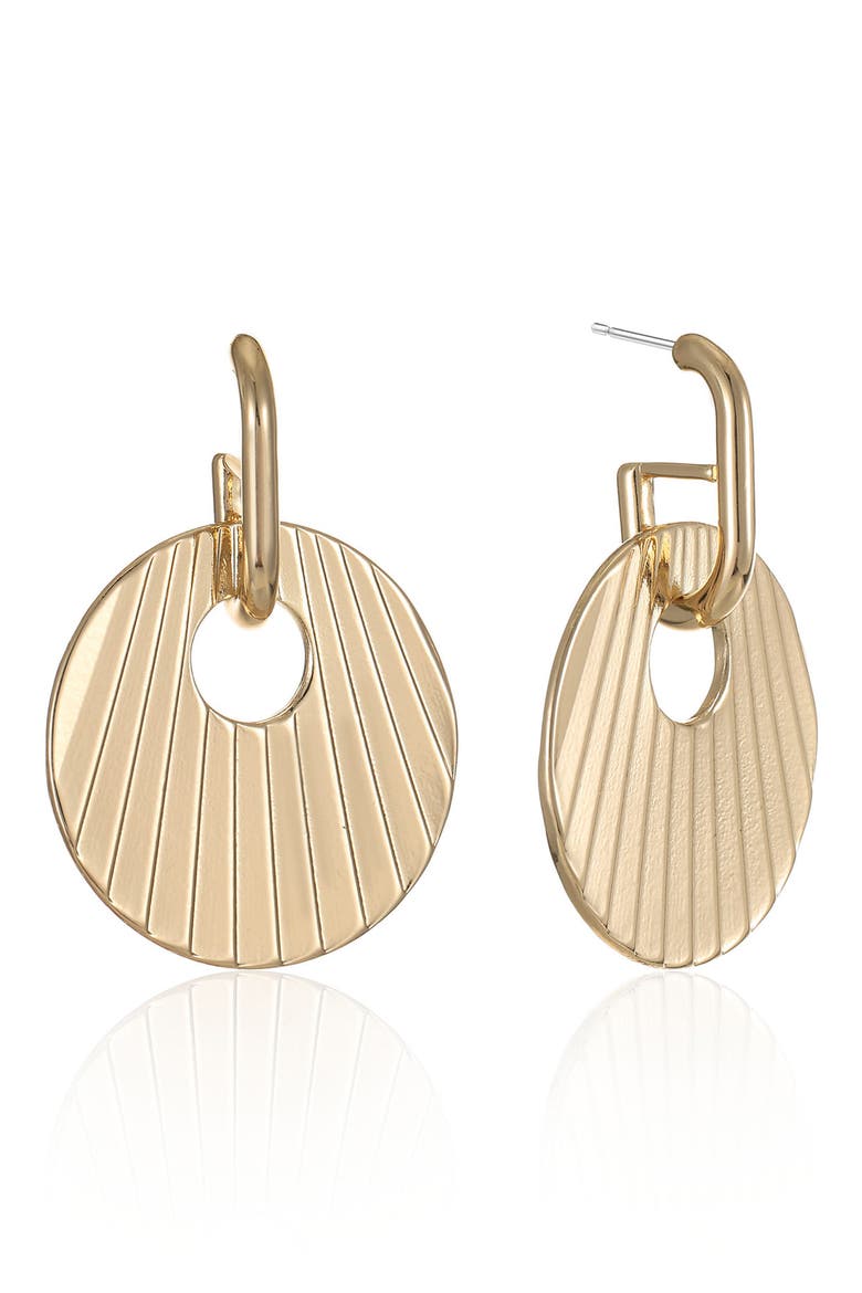 Pleated Circle Drop Earrings, Main, color, GOLD