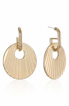 Pleated Circle Drop Earrings