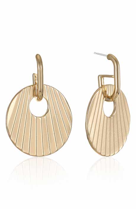 Pleated Circle Drop Earrings