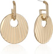 Ettika Pleated Circle Drop Earrings