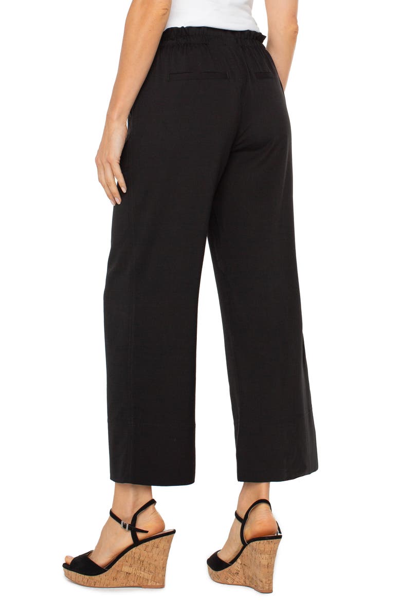 Tie Waist Ankle Wide Leg Pants, Alternate, color, BLACK