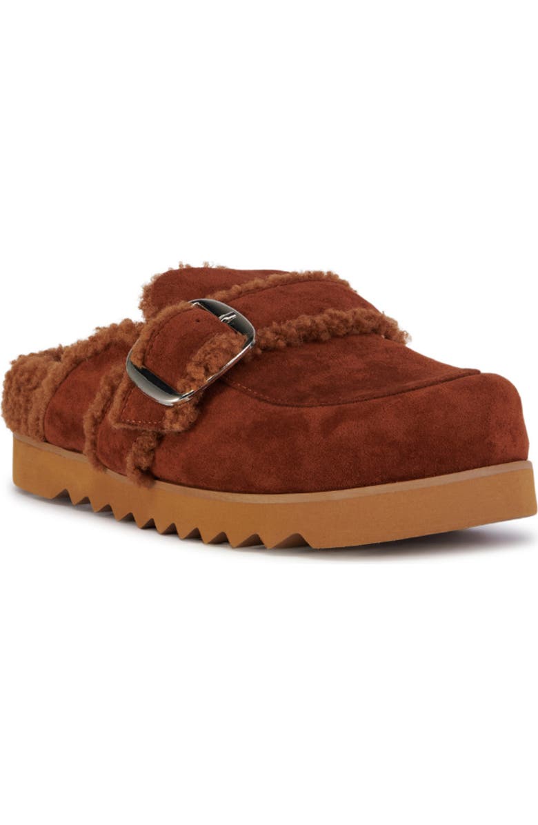 AZALEA WANG Simah Faux Shearling Lined Mule, Main, color, Chestnut