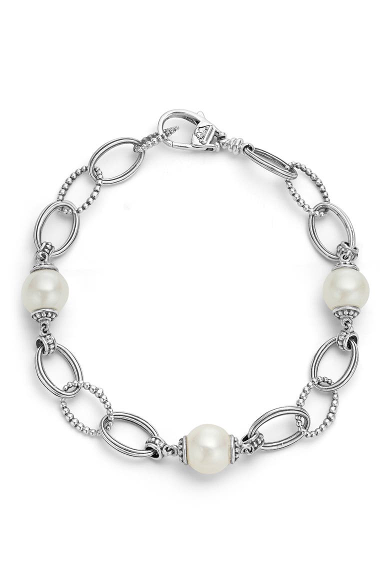 Luna Freshwater Pearl Station Bracelet, Alternate, color, MARINE