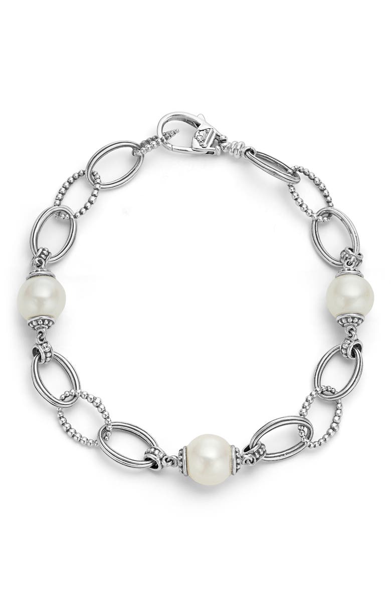 LAGOS Luna Freshwater Pearl Station Bracelet, Alternate, color, Marine