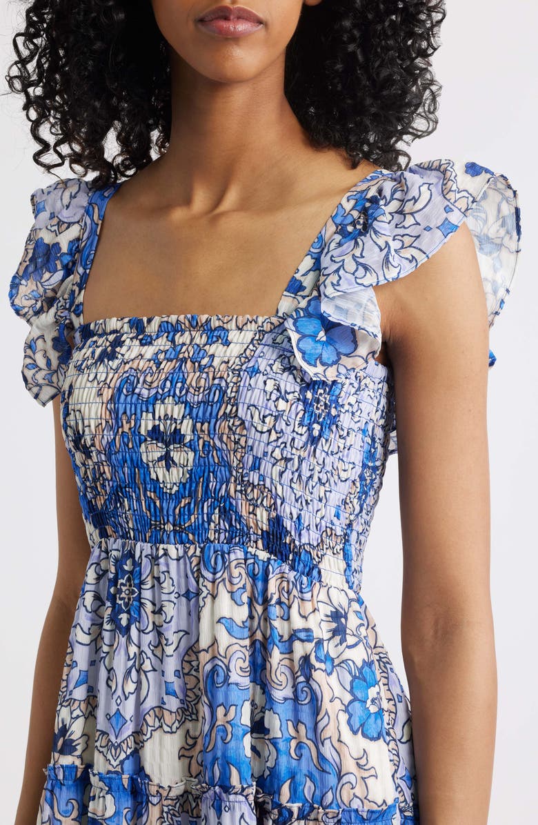 Vince Camuto Print Smocked Tiered Maxi Dress, Alternate, color, 