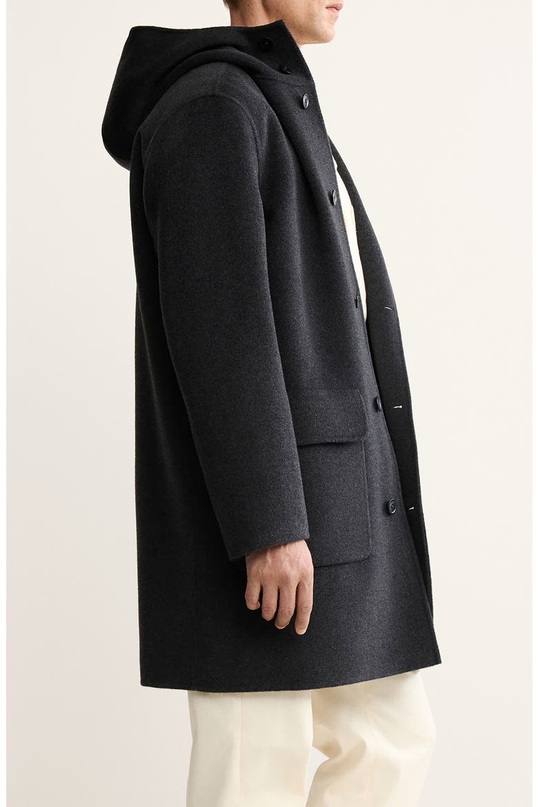 Handmade Hooded Wool Blend Melton Overcoat, Alternate, color, MEDIUM HEATHER GREY