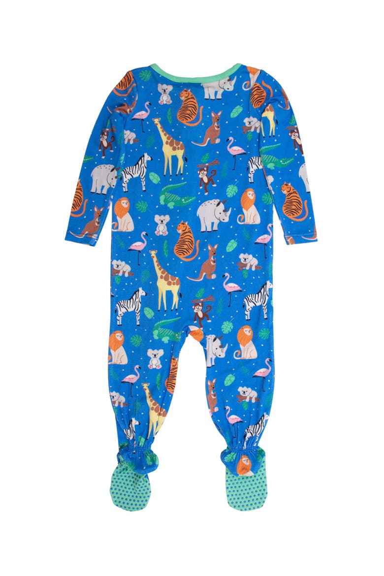 SoftSnooze Gender Inclusive One Piece Footie Pajamas, Alternate, color, Zoo Crew