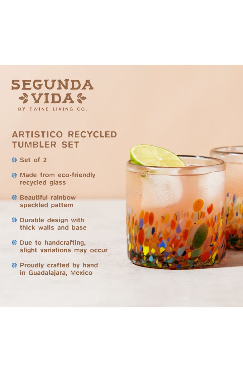 TWINE Segunda Vida Artistico Recycled Tumblers Set of 2, Alternate, color, Multicolor