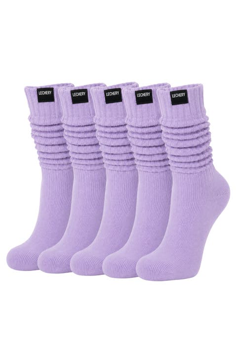 5-Pack Mid-Calf Fashion Boot Scrunch Socks