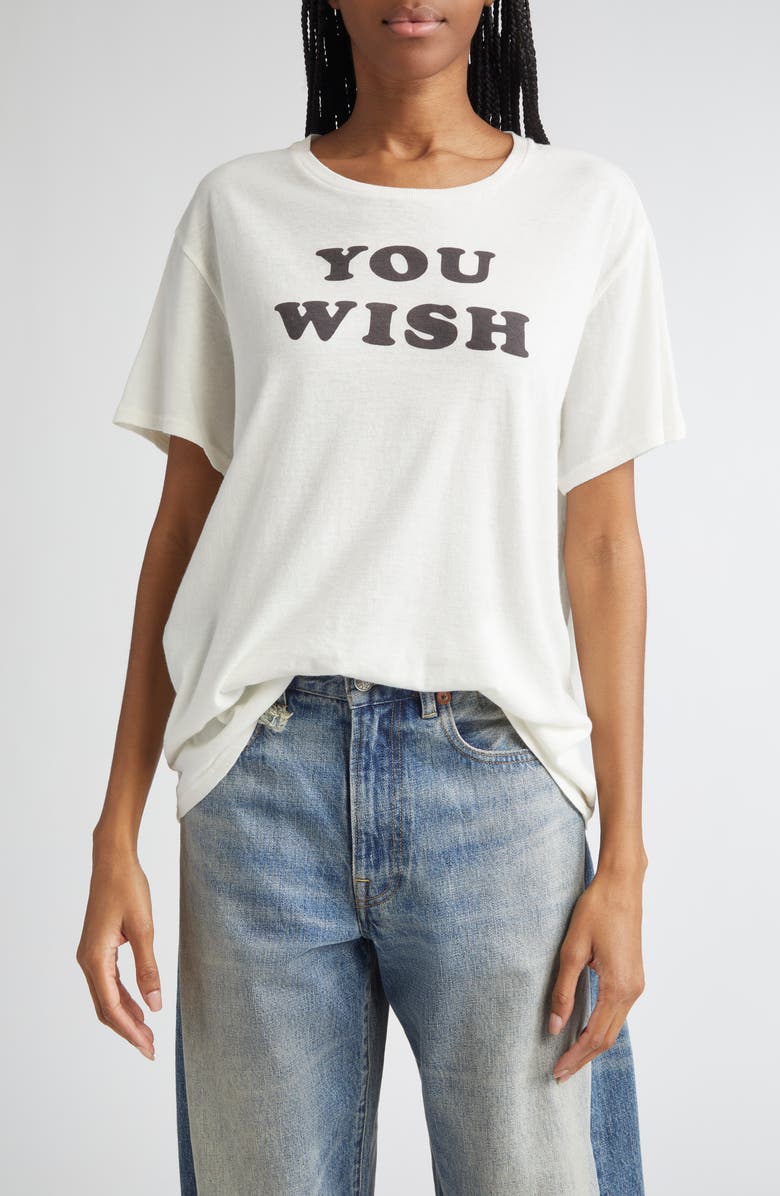R13 You Wish Cotton & Cashmere Graphic T-Shirt, Main, color, Ecru