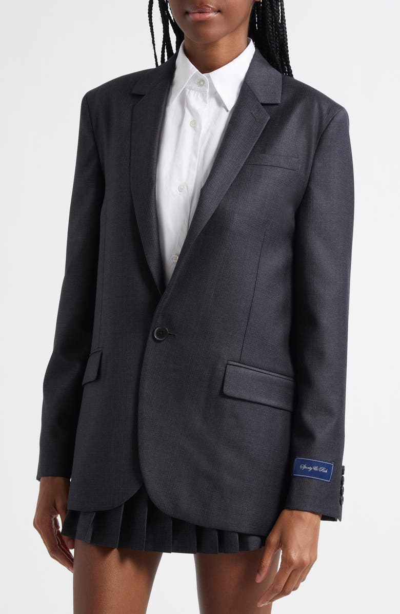 Sporty & Rich Friars Glen Plaid Wool Blazer, Alternate, color, Dark Grey