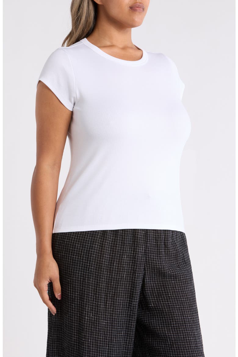 Rib Crewneck Organic Cotton T-Shirt, Alternate, color, WHITE