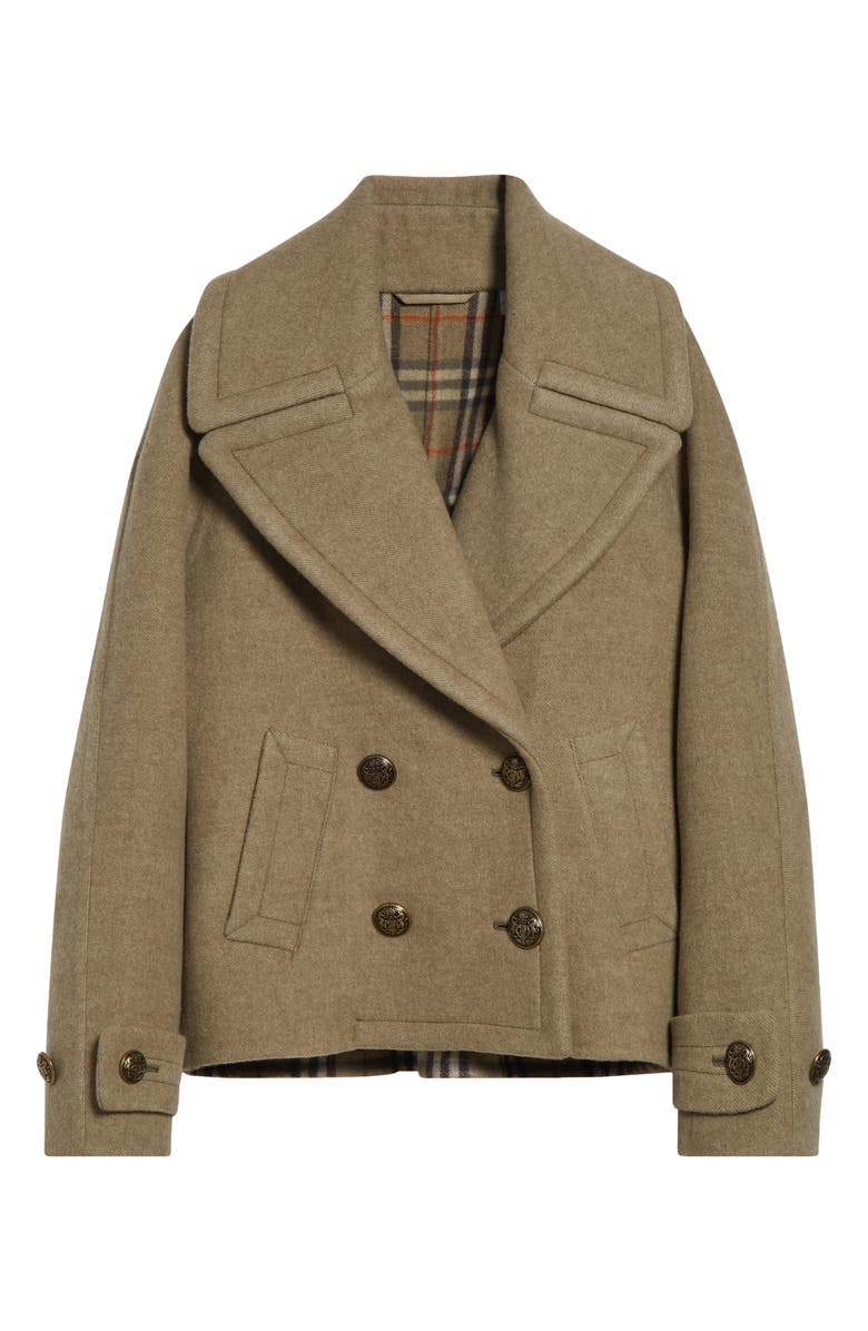 Burberry Caitlin Short Peacoat, Main, color, Glade Green/ Glade Green Check