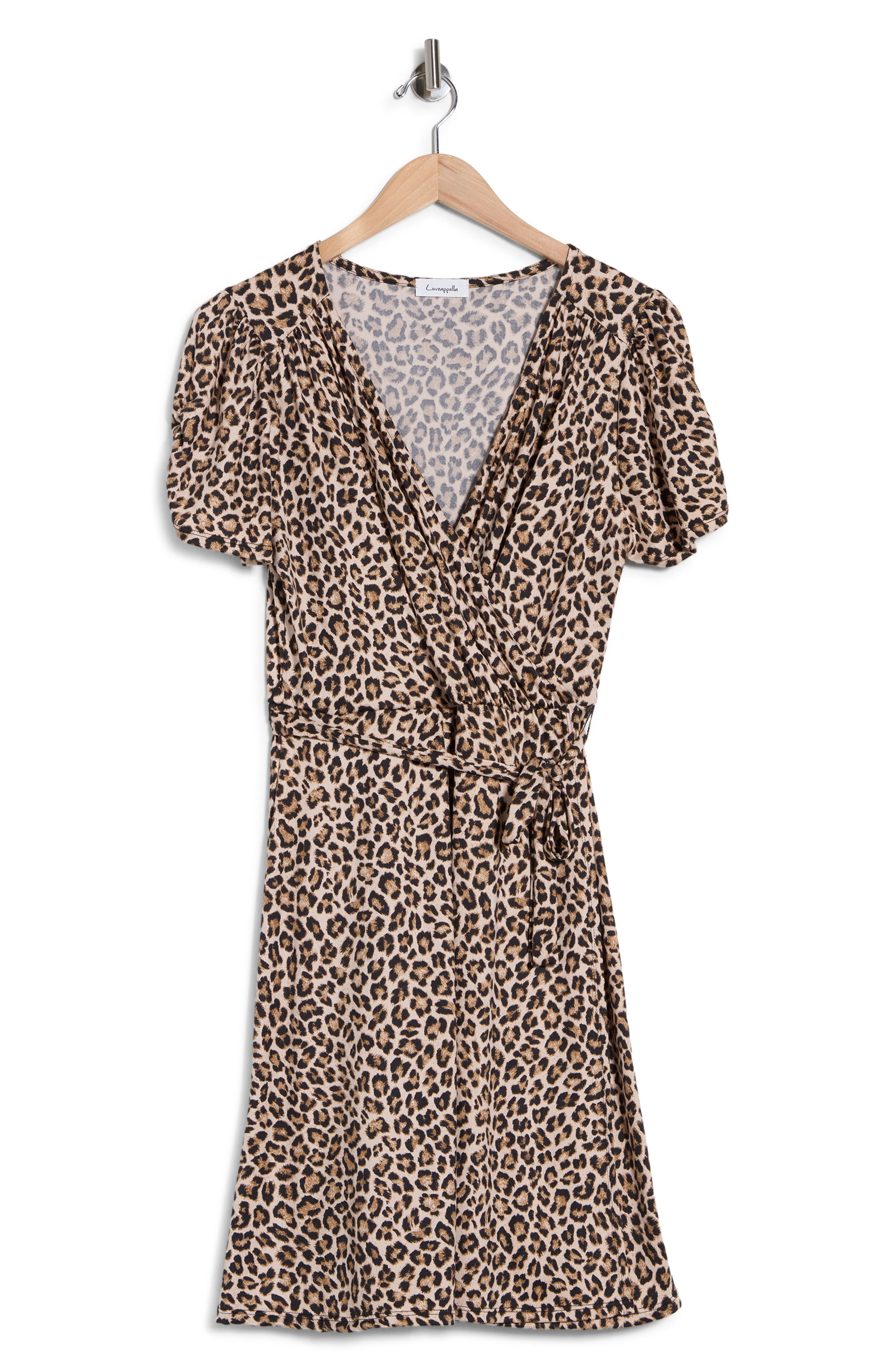 Loveappella Short Sleeve Faux Wrap Jersey Dress
