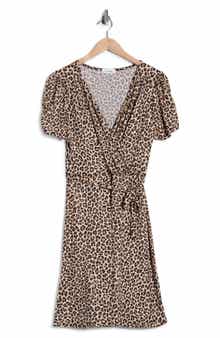Loveappella Short Sleeve Faux Wrap Jersey Dress