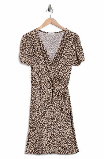 Loveappella Short Sleeve Faux Wrap Jersey Dress