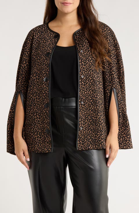 Leopard Jacquard Cape (Plus)