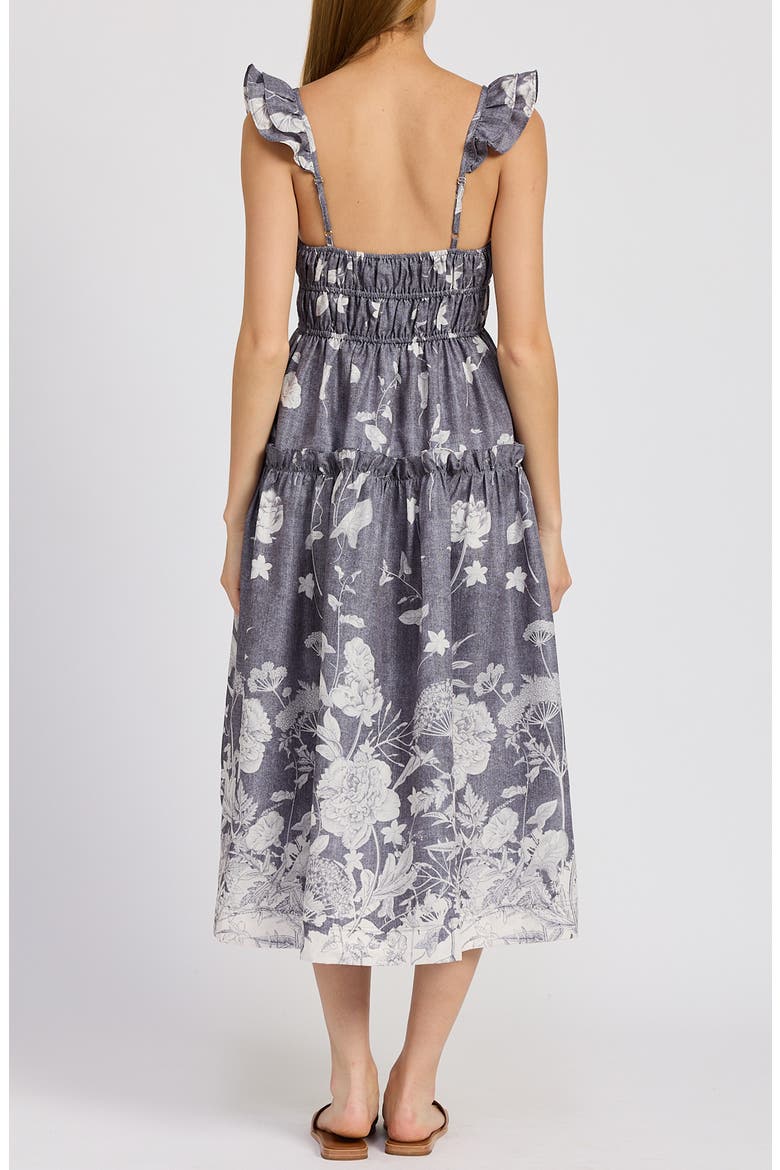Sydney Floral Tiered Midi Sundress, Alternate, color, WASHED BLUE IVORY