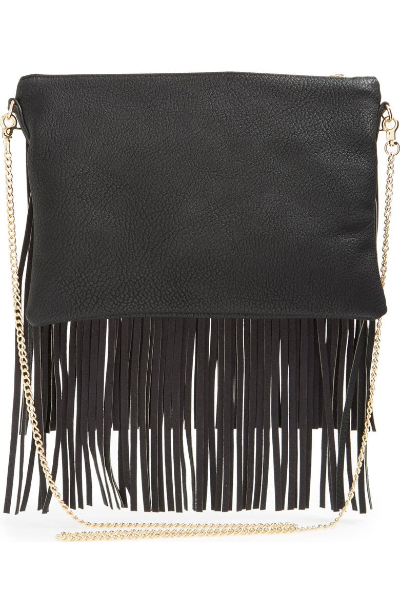 Sole Society 'Rose' Fringe Faux Leather Convertible Crossbody Bag, Alternate, color,