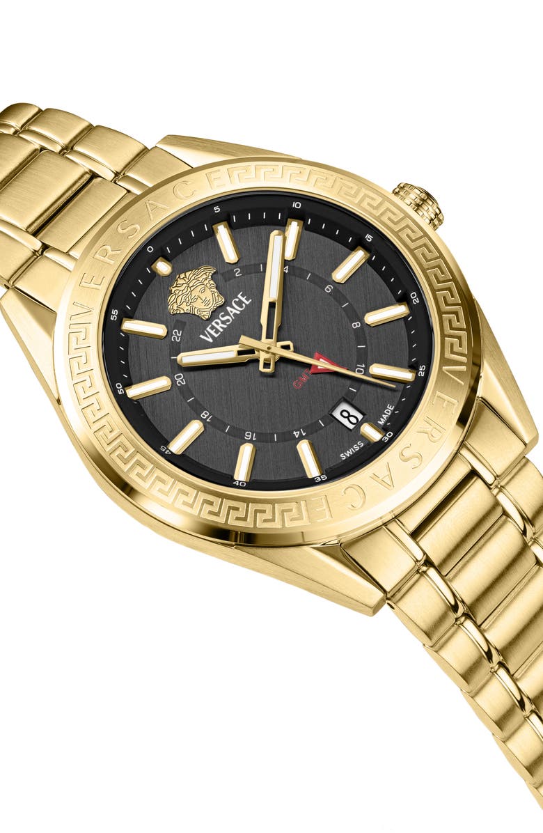Versace V-Code GMT Bracelet Watch, 42mm, Alternate, color,