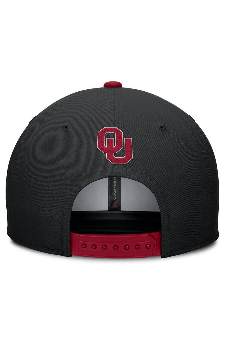 Jordan Brand Men's Jordan Brand Black/Crimson Oklahoma Sooners 2025 Sideline Campus Pro Local Snapback Hat, Alternate, color, 