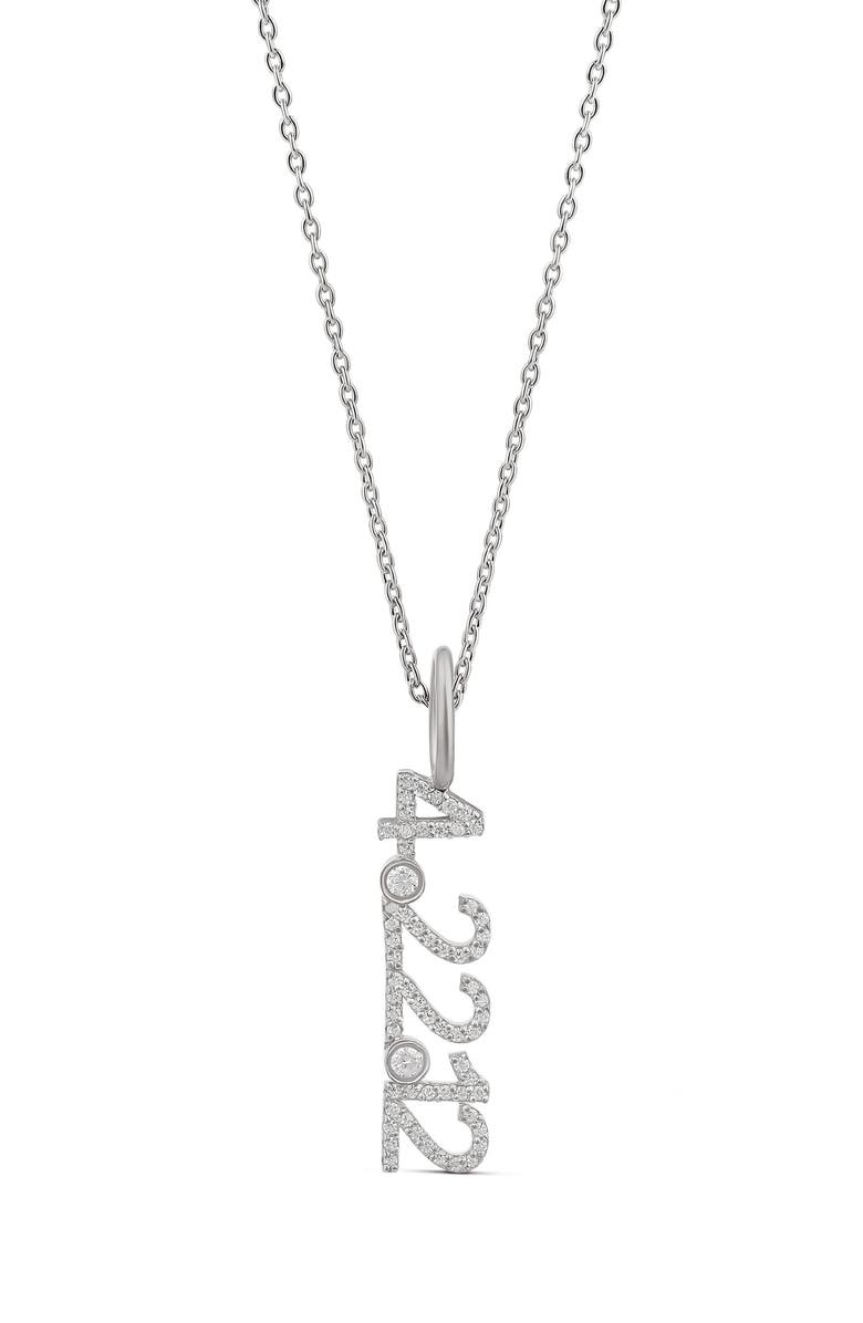 SHYMI Pavé Cubic Zirconia Date Pendant Necklace, Main, color, Silver