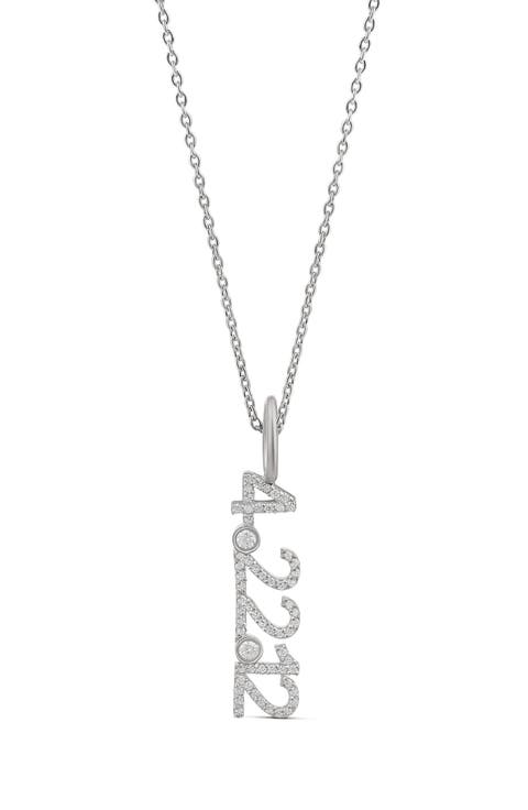 Pavé Cubic Zirconia Date Pendant Necklace