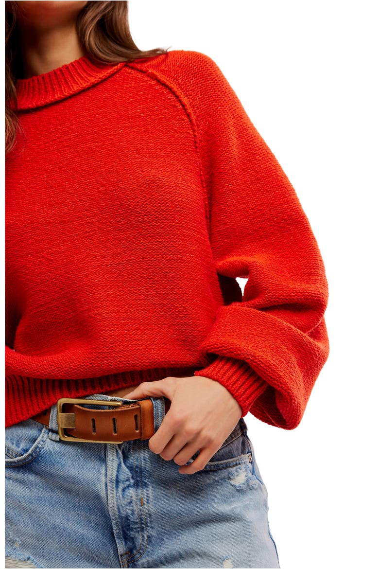Riley Mock Neck Sweater, Alternate, color, FIERY RED