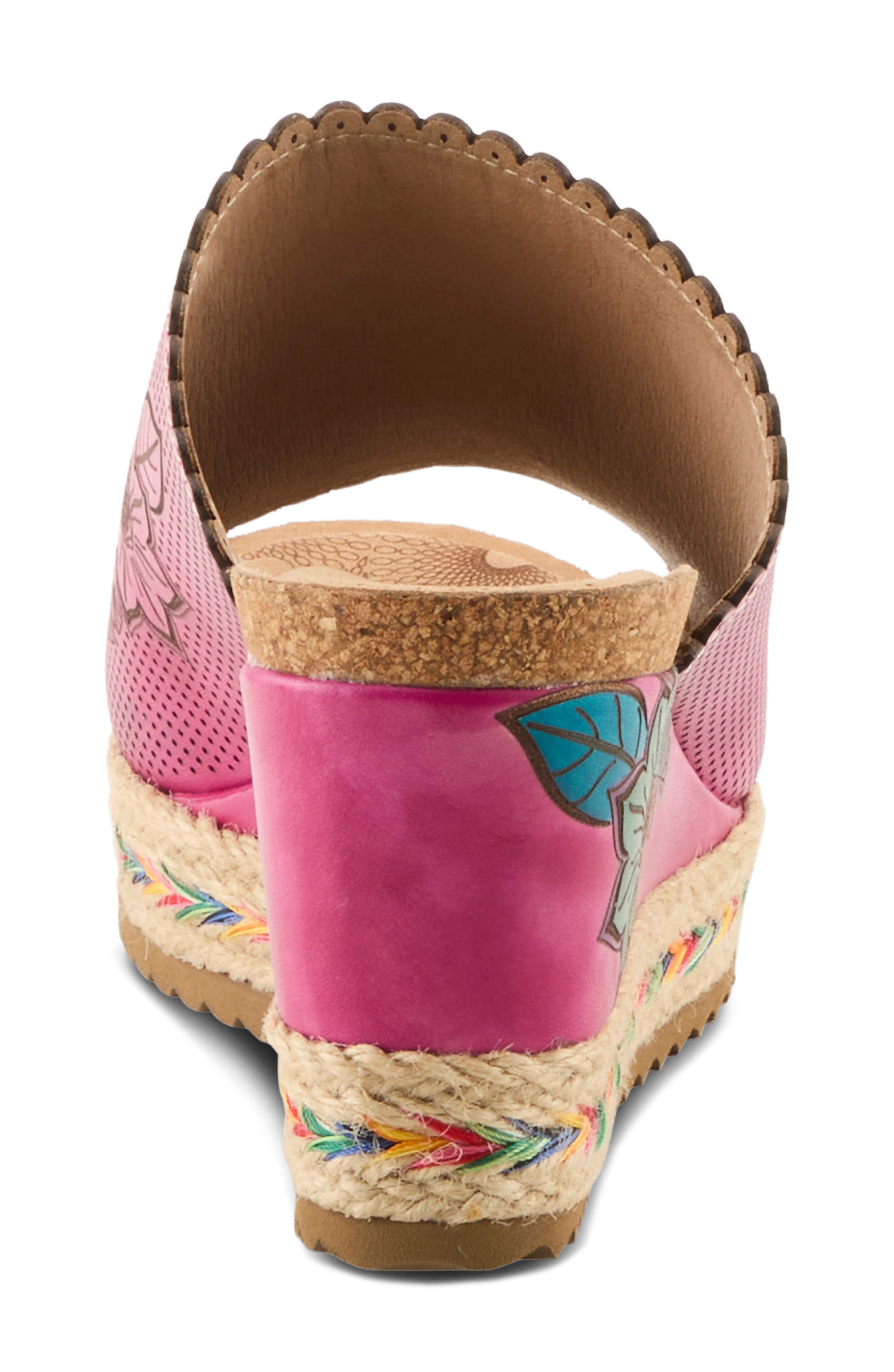 L'Artiste by Spring Step Delraybeach Espadrille Platform Wedge Slide Sandal, Alternate, color, Fuchsia Multi