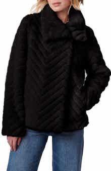 Bernardo Chevron Quilted Faux Fur Jacket