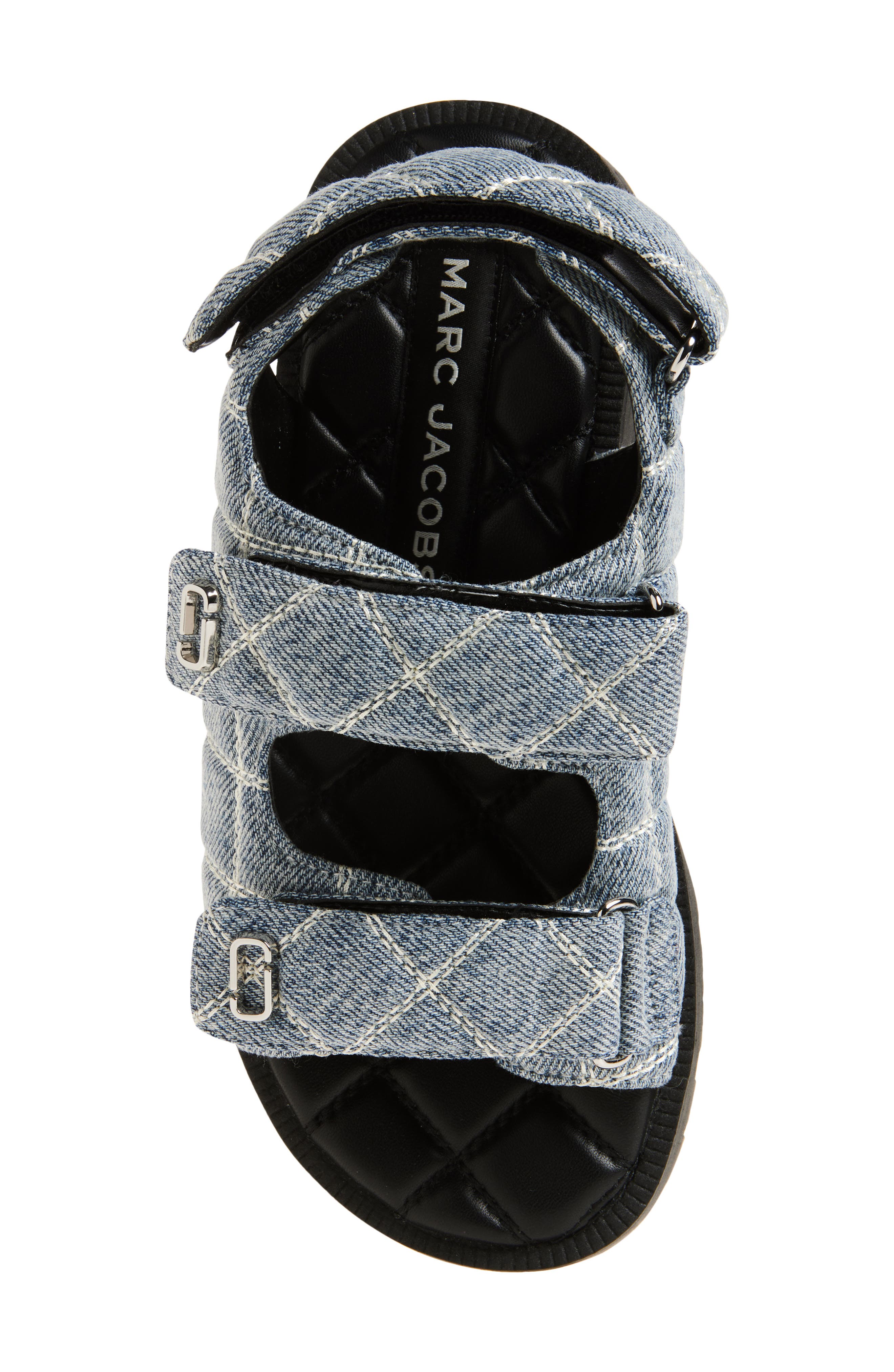 Marc Jacobs The Quilted Denim Sunny Sandal, Alternate, color, Light Wash Indigo