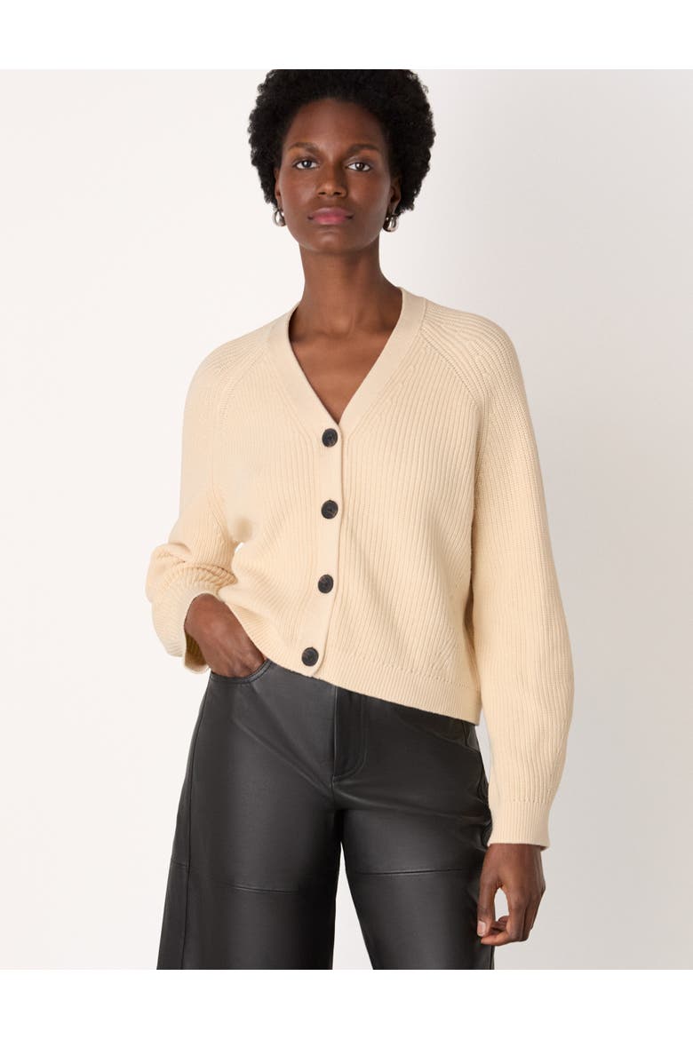Cotton V-Neck Cardigan, Main, color, Ivory