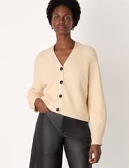 Whistles Cotton V-Neck Cardigan