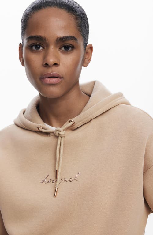 Desigual Logo Hoodie In Brown