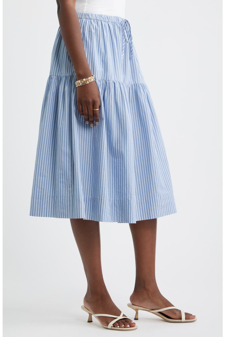 Striped Drop Waist Poplin Midi Skirt, Alternate, color, BLUE BEYOND CORA STRIPE