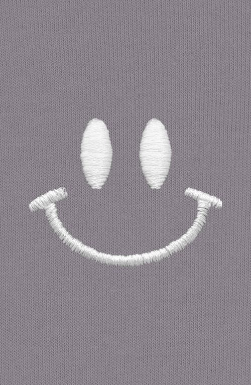 Dalix Smile Face Cropped Hoodie In Storm Gray