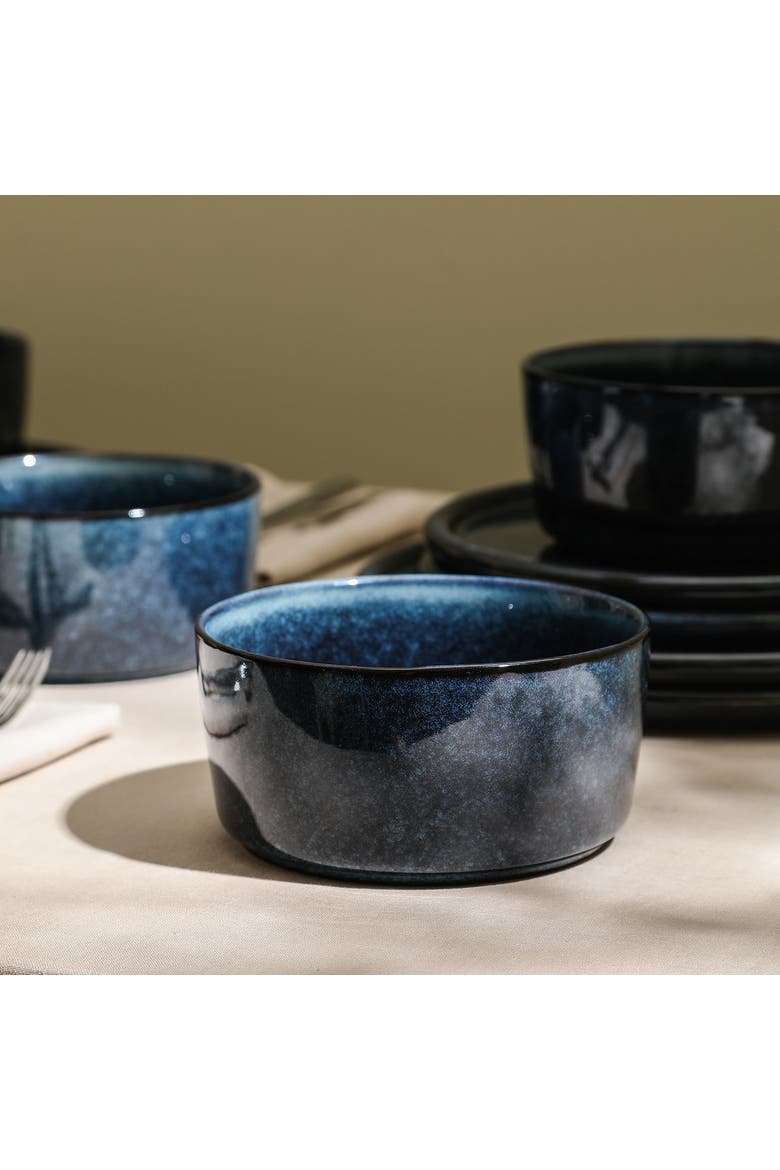 Eden Stoneware 24-Piece Dinnerware Set, Alternate, color, Dark Blue