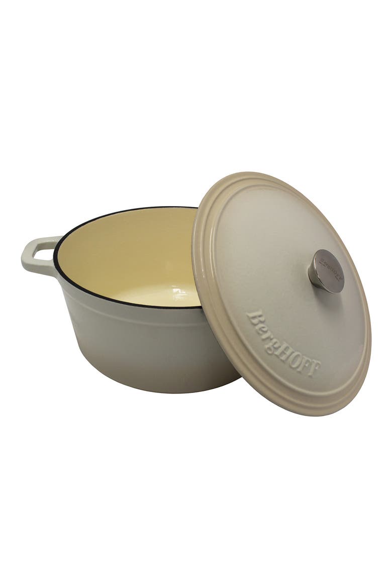 International Neo 7-Quart Cast Iron Round Covered Dutch Oven, Alternate, color, CREAM