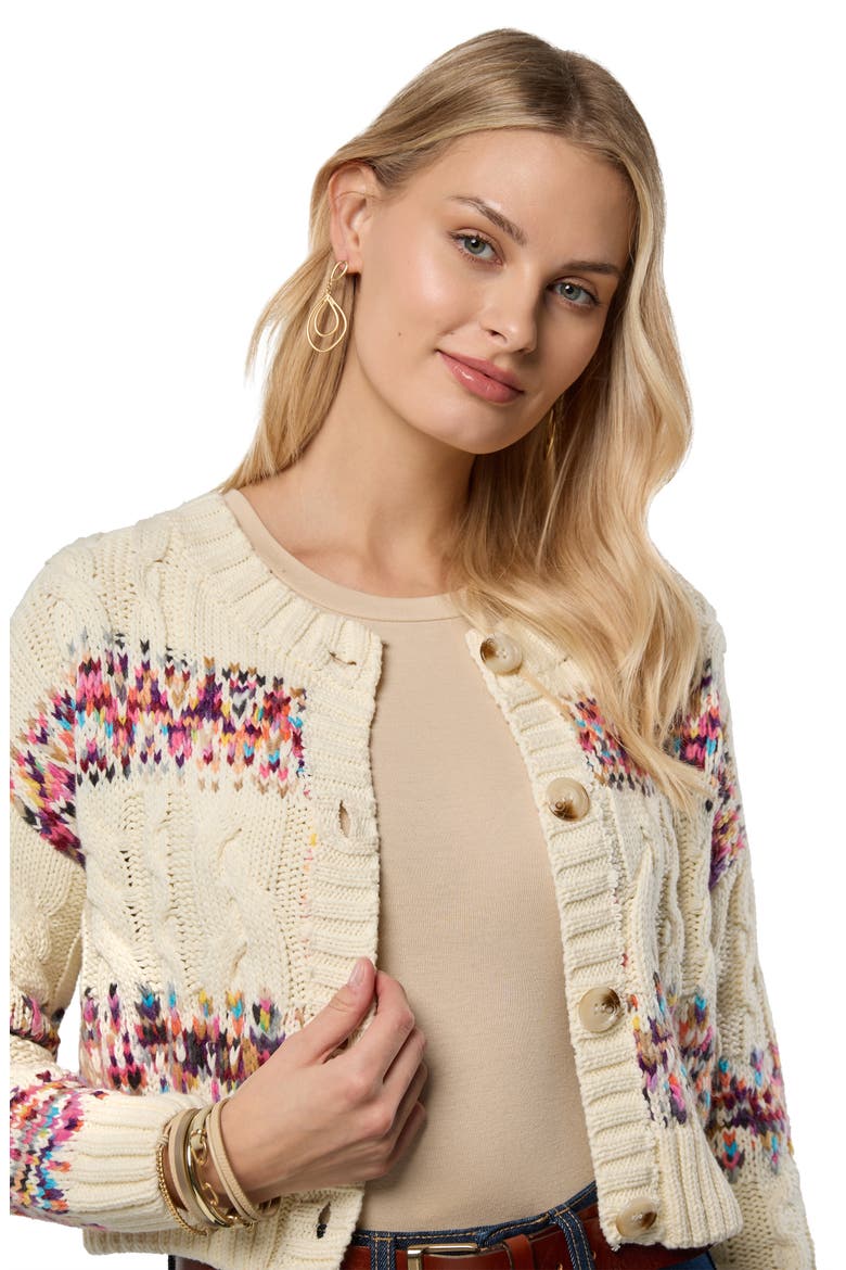 Striped Jacquard Cardigan, Alternate, color, IVORY