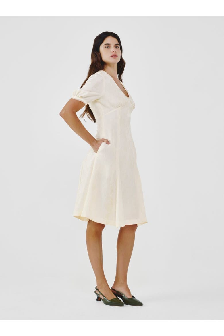 Floral Jacquard Midi Dress, Alternate, color, Off-white
