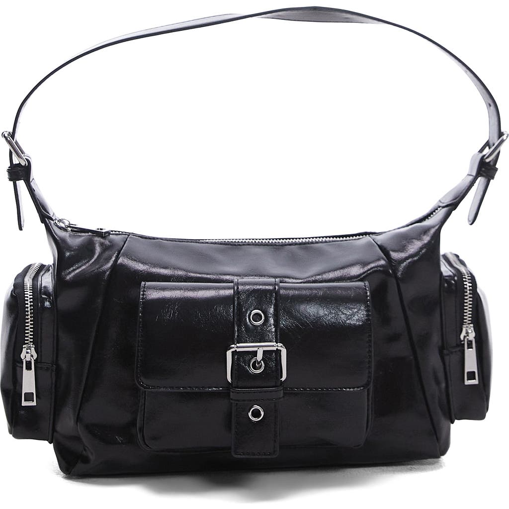 Topshop Saskia Pocket Shoulder Bag In Black In Black
